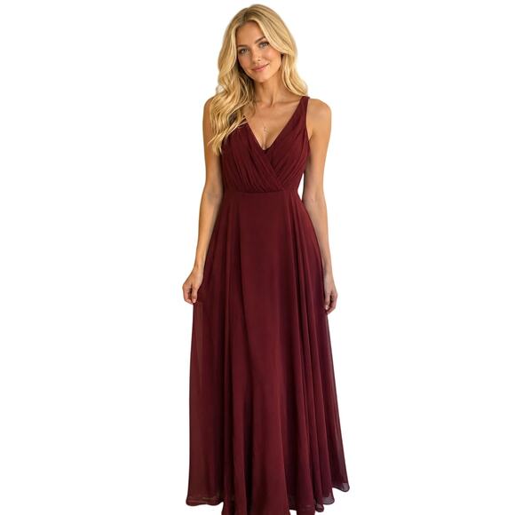 Celebrate Dresses & Skirts - Celebrate Studio Burgundy Chiffon Maxi Dress Size 12 Formal Evening Bridesmaid